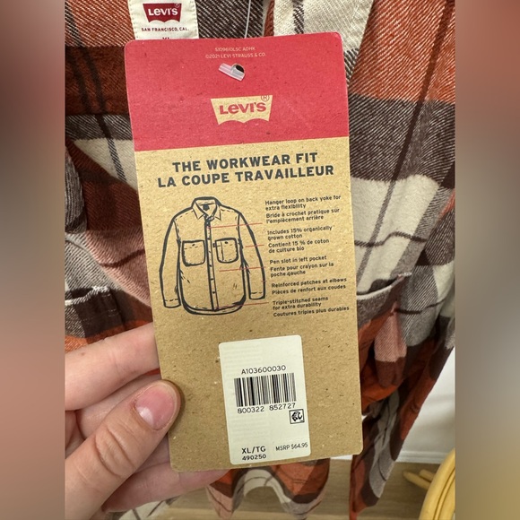 Men’s Levi’s Workwear Relaxed Fit Plaid Flannel Button Up NWT - Picture 2 of 5